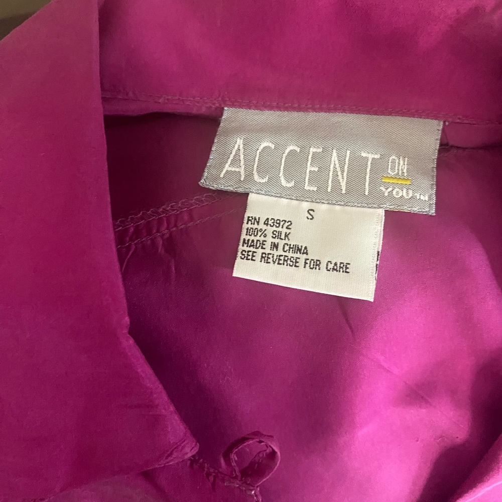 ACCENT 2PC 100% Silk Button Down Long Sleeve Shirt and Zip-Up Button pants - Picture 6 of 12